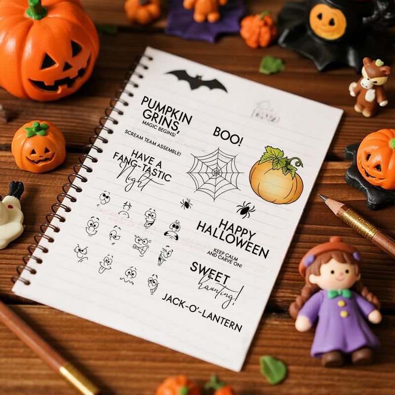 Yi Xuan Halloween Clear Silicone stampReusable Stamp with Pumpkins, Skulls, Bats, Santa Claus, and Holiday Designs. Used for Making Cards, scrapbooks, and DIY templates (Halloween Pumpkin) - Image 3